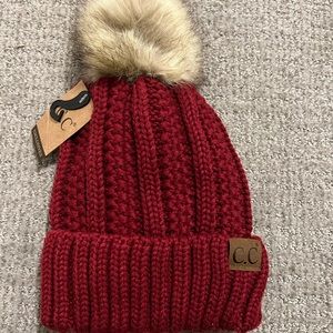 Maroon Beanie with Puff